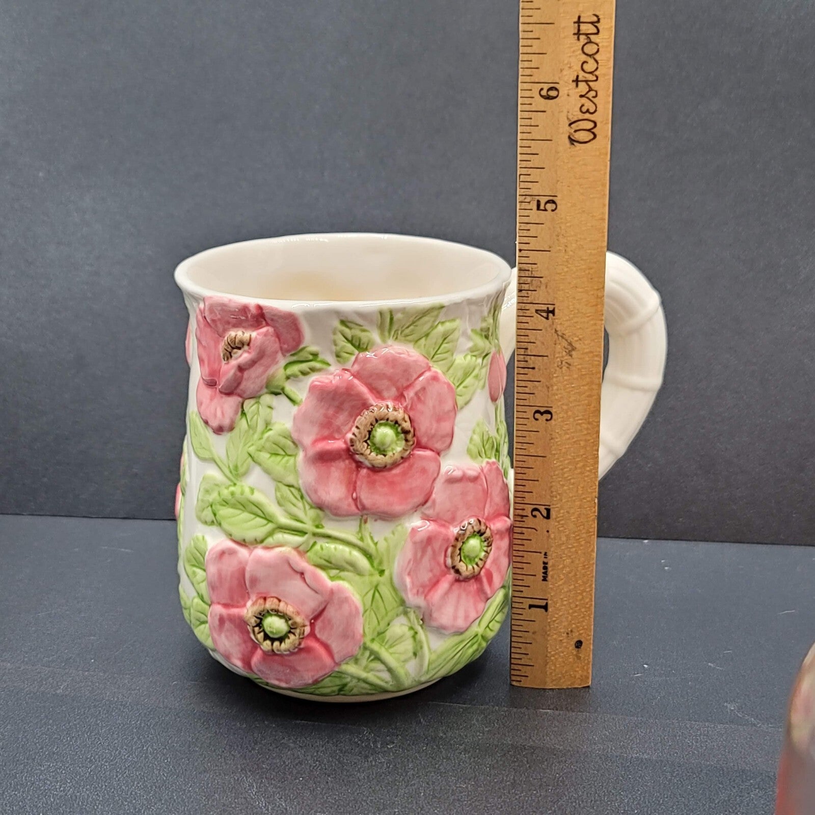 Vintage Fleurs Du Jour by Shafford Pink Green Flowers 1988 Coffee Mug Cup Peony