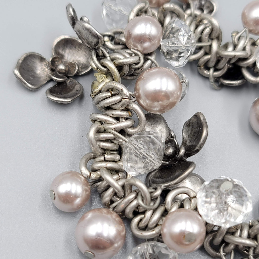 Chicos Bracelet Whispers of Spring Gift Bracelet Silver tone Beaded Flowers