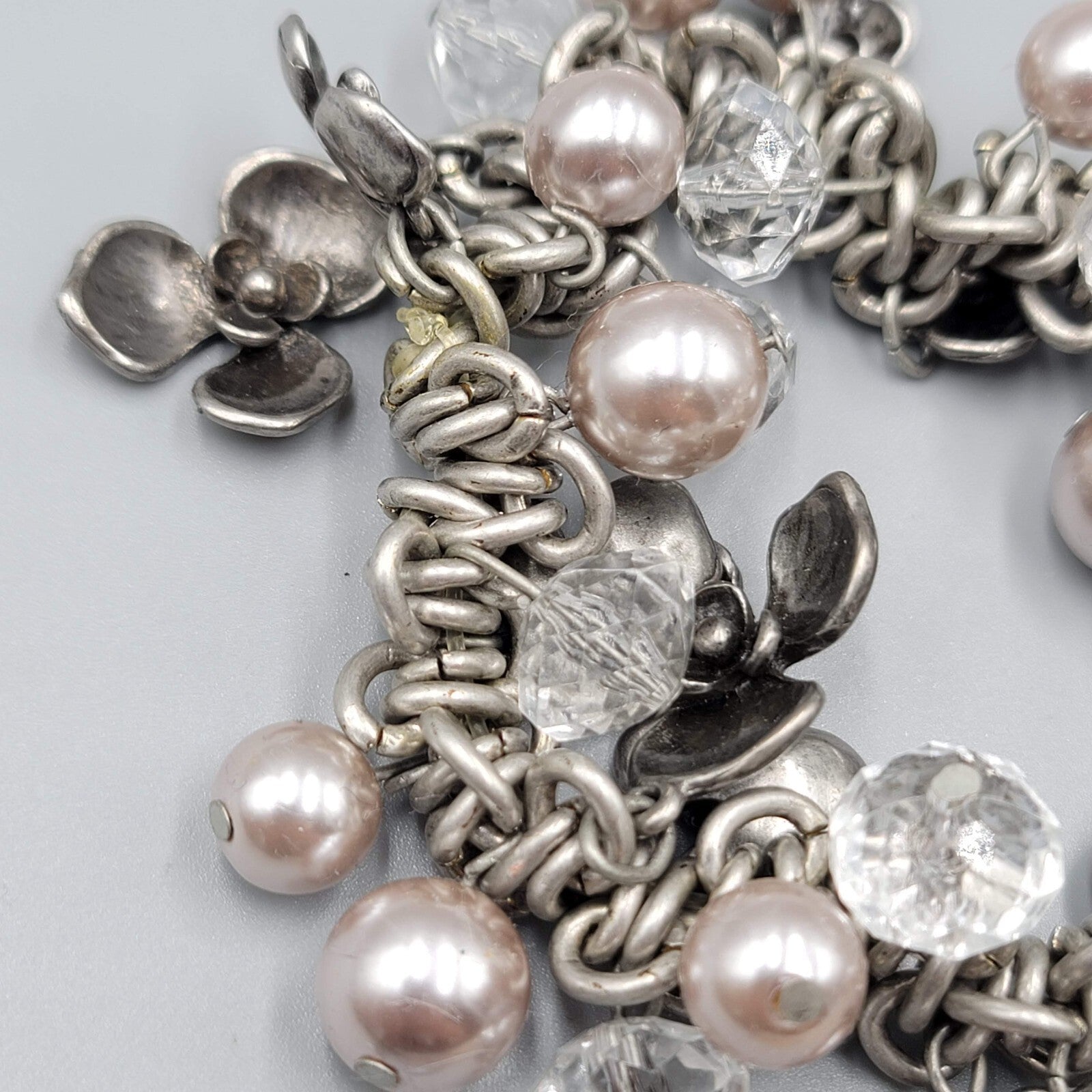 Chicos Bracelet Whispers of Spring Gift Bracelet Silver tone Beaded Flowers