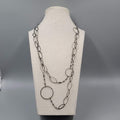 Long Thin Geometric Chain Necklace Gunmetal  Gray Black Metal 52"