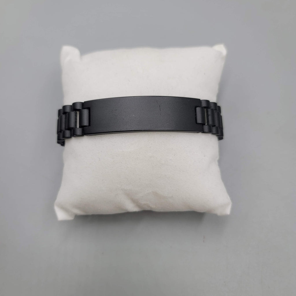 Black Stainless Steel ID Bracelet Mens 8 Inch Matte Link Chain Clasp Modern Gift