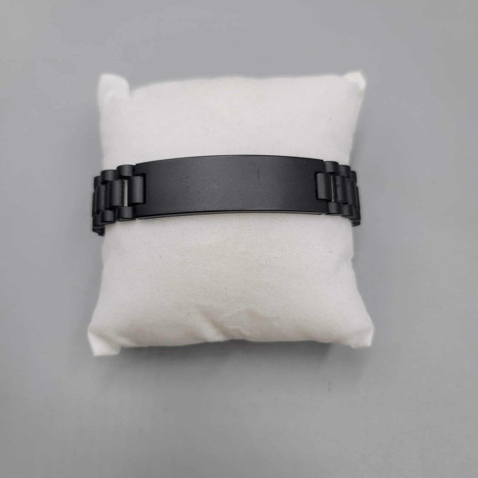 Black Stainless Steel ID Bracelet Mens 8 Inch Matte Link Chain Clasp Modern Gift