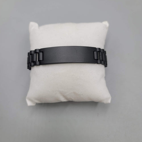 Black Stainless Steel ID Bracelet Mens 8 Inch Matte Link Chain Clasp Modern Gift