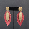 Pierced Earrings Gold tone Large Statement Red Fringe Dangle 2 7/8"