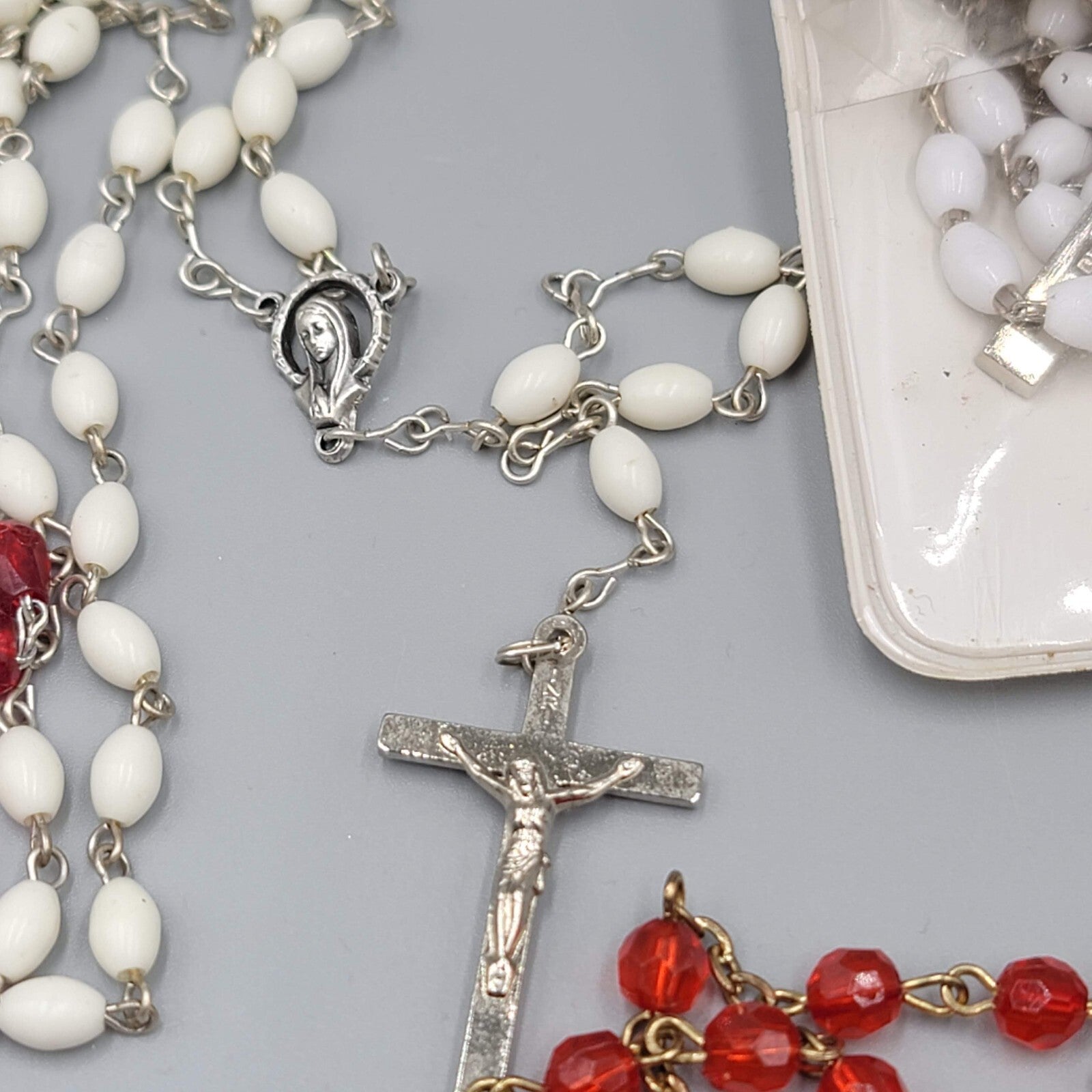 Lot of 14 Plastic Bead Rosary Catholic Religious