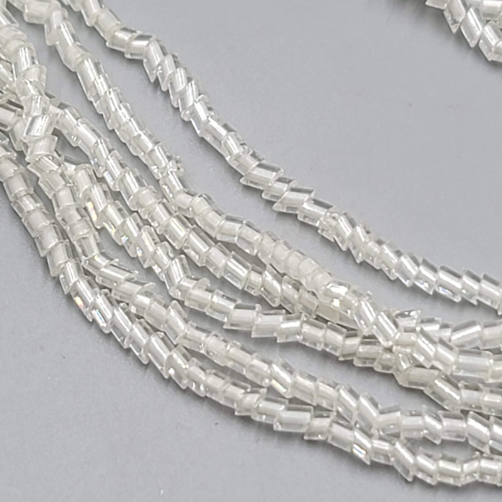 Vintage 6 Strand White Beaded Necklace Long 30"