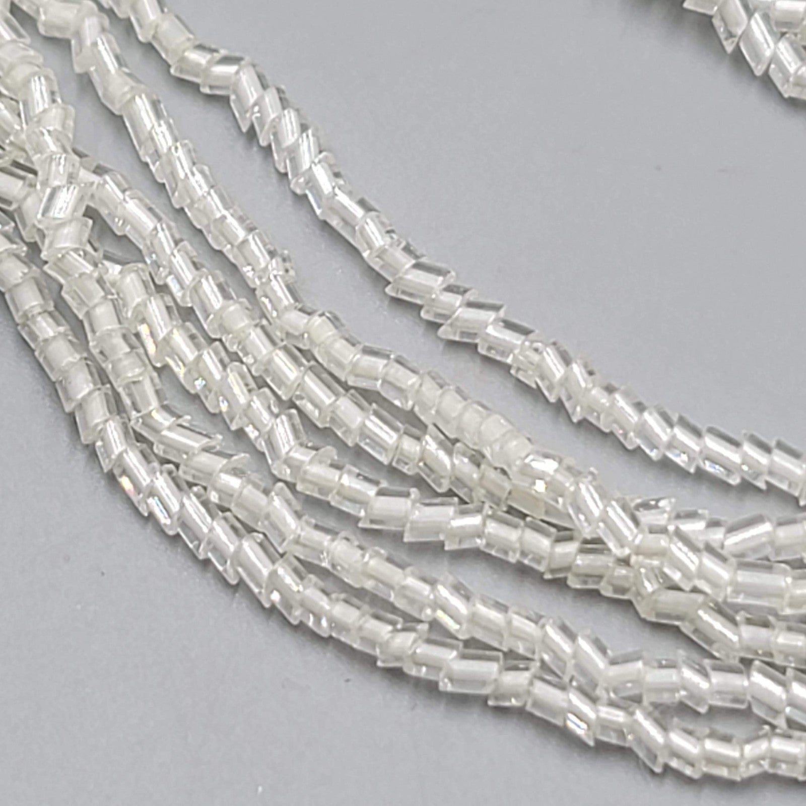 Vintage 6 Strand White Beaded Necklace Long 30"