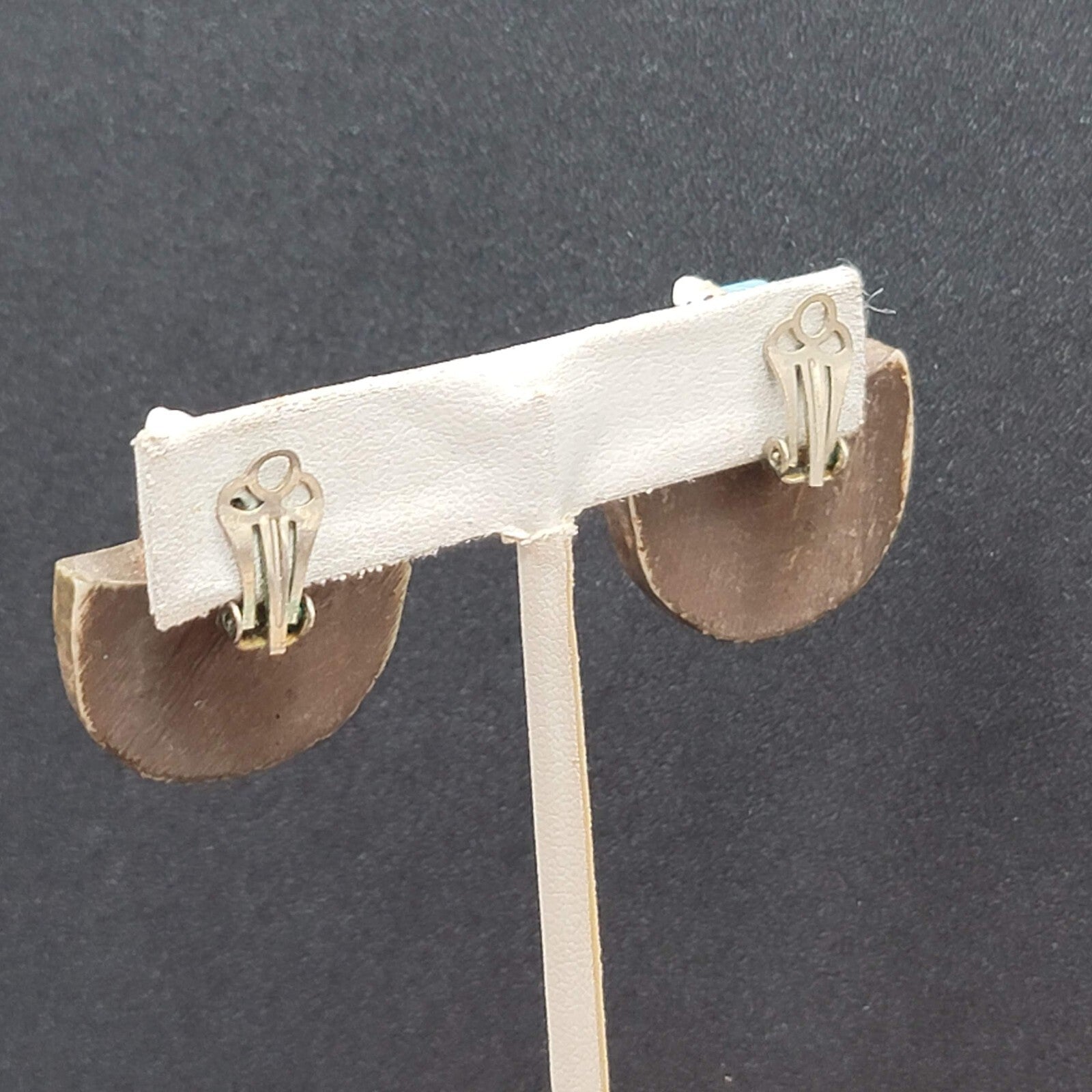 Vintage Clip on Earrings Noahs Arc Acrylic 1.25"