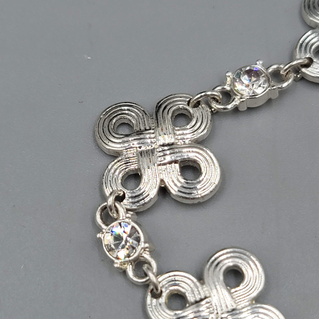 Ann Taylor Bracelet Silver Tone Crystal Accent Adjustable Toggle Chain 8 Inch NW
