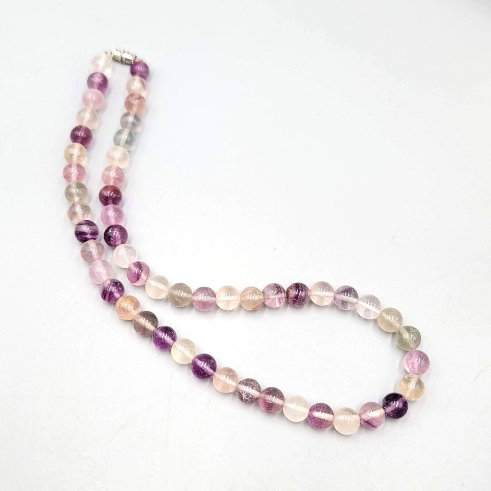 Purple Amethyst and Quartz Bead Necklace Stone 16"