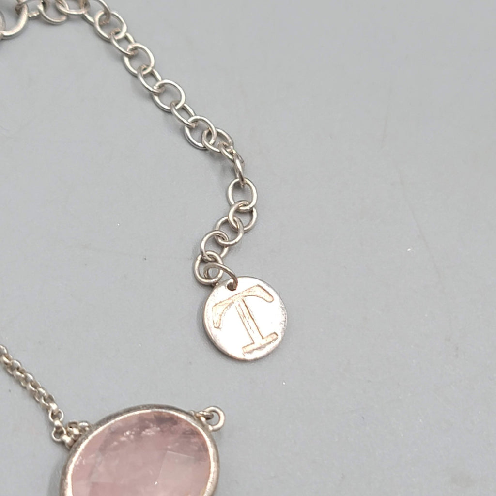 Talbots Pink Quartz Sterling Silver Necklace 925 Dainty 16"-18"