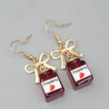 Strawberry Jam Pierced Earrings Gold tone Dangle Sweet 1.25"