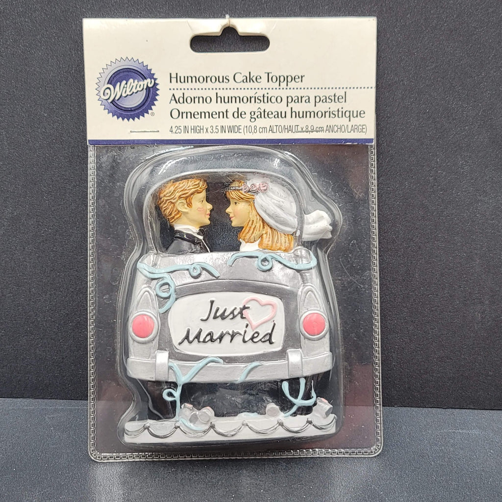 Wilton JUST MARRIED Humorous Wedding Cake Topper Bride Groom NIP