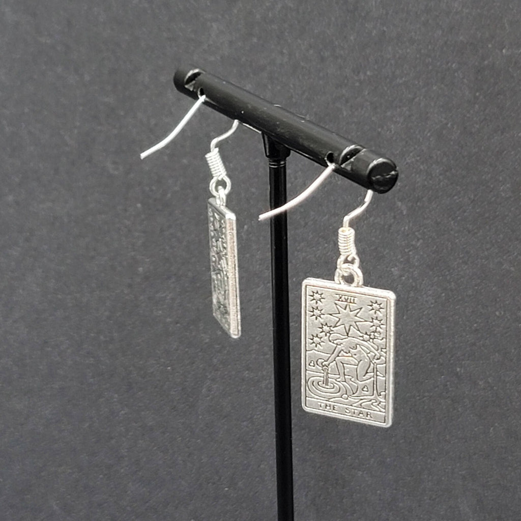 The STAR Tarot Card Pierced Earrings Silver tone 1"