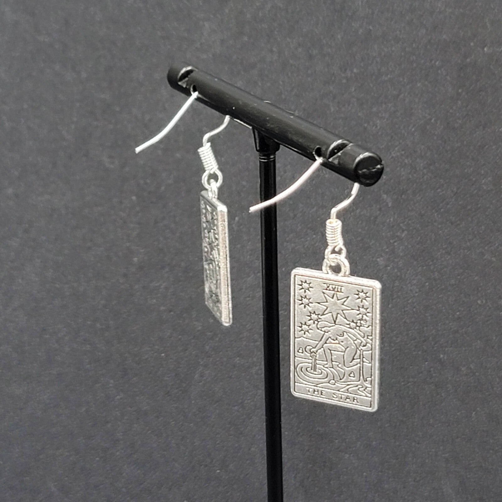 The STAR Tarot Card Pierced Earrings Silver tone 1"