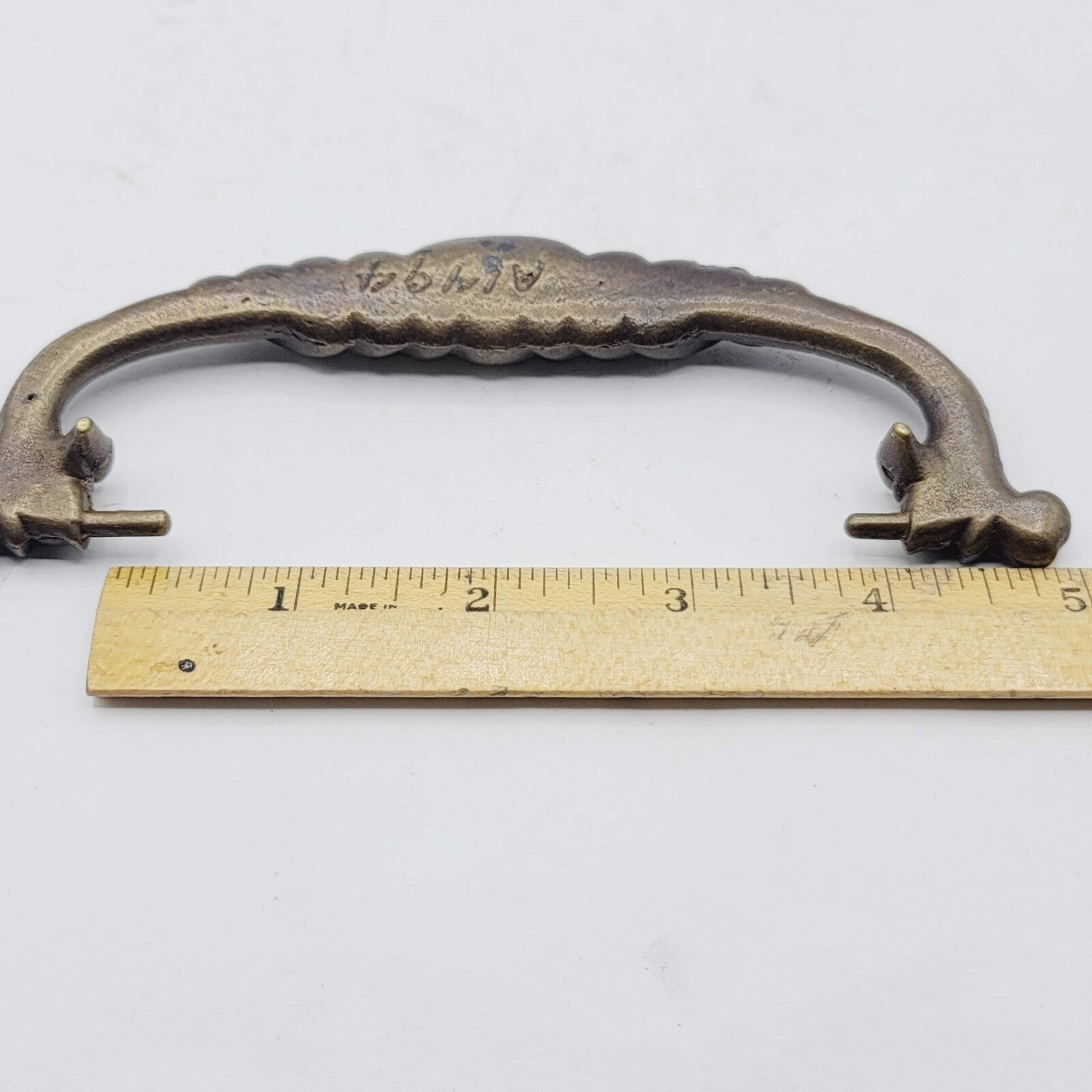 Vintage Single Brass Ornate Bail Pull for 4" Pull Handle Replacement BB