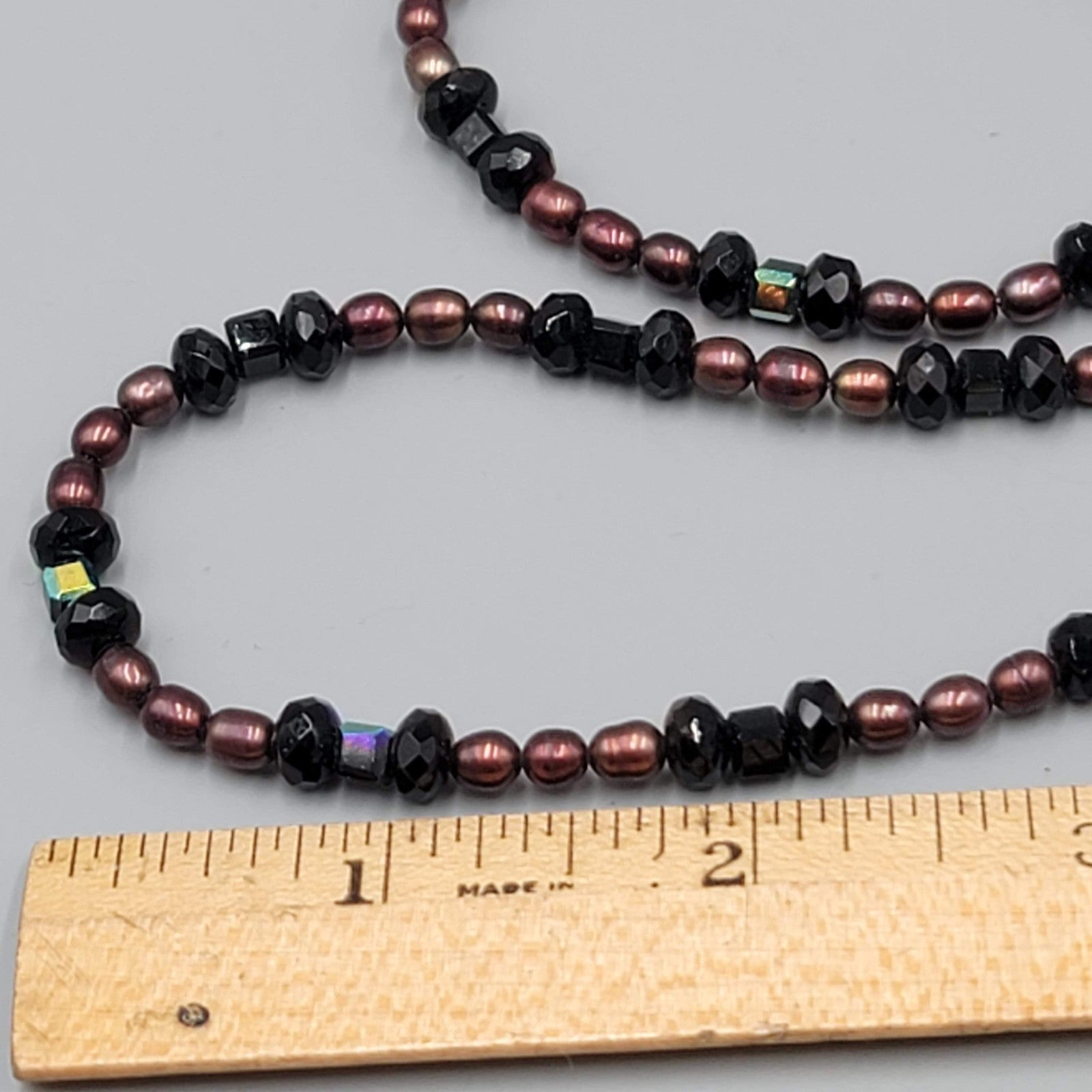 Sterling Silver Bracelet And Necklace Genuine Brown Pearls Black Crystal Beads