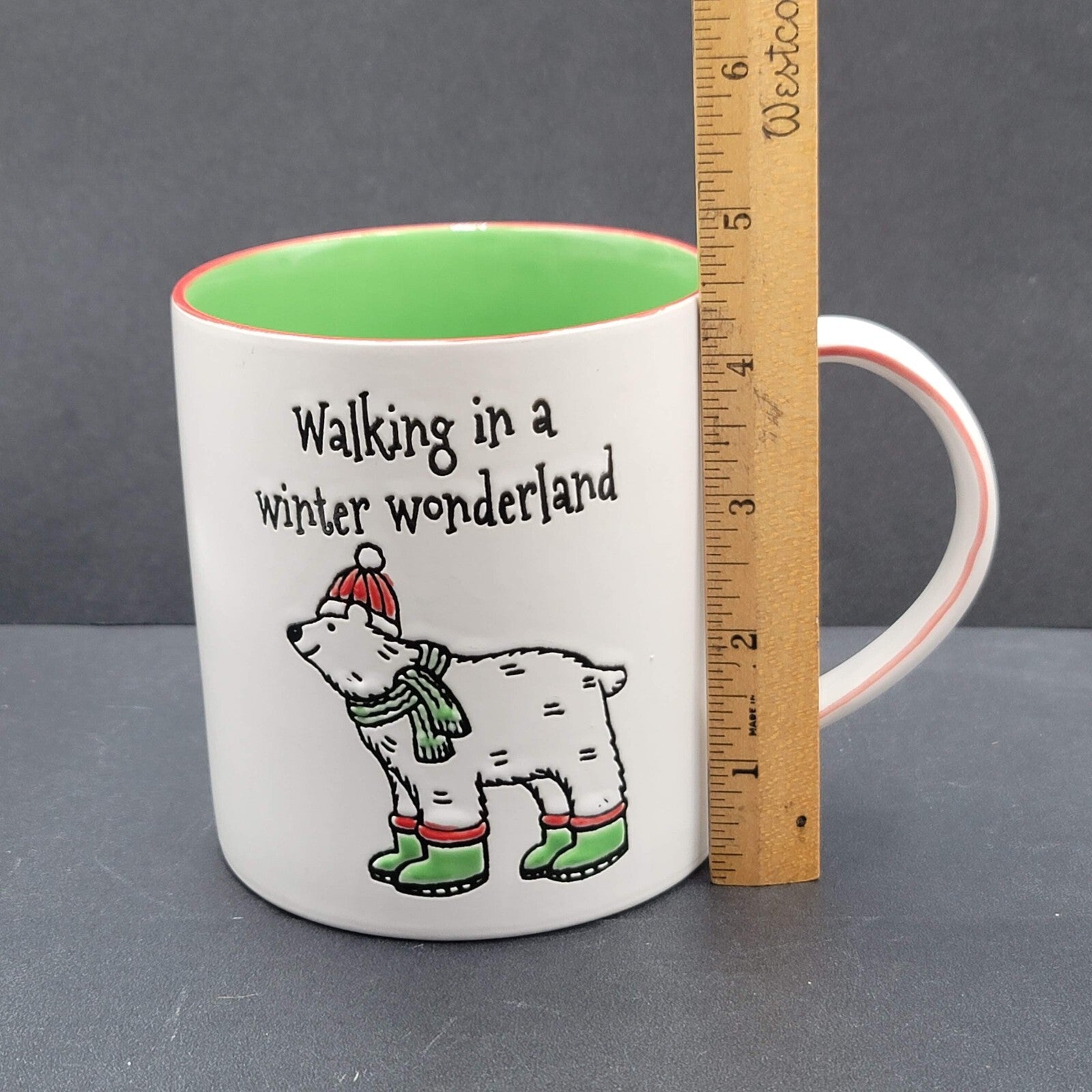Spectrum Coffee Mug Embossed Walking in a Winter Wonderland Polar Bear Large
