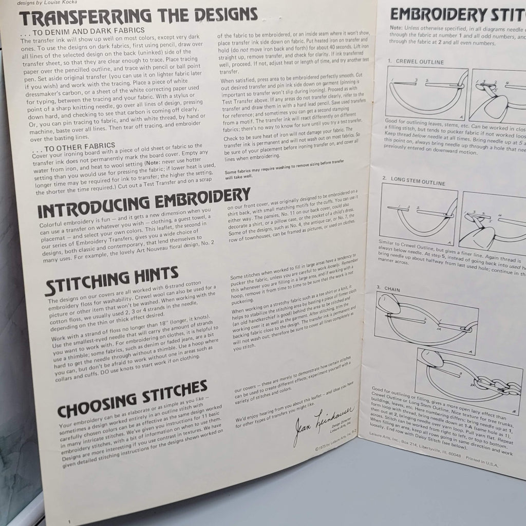 Vintage Leisure Arts EMBROIDERY TRANSFERS VOLUME TWO Leaflet #48 Unused