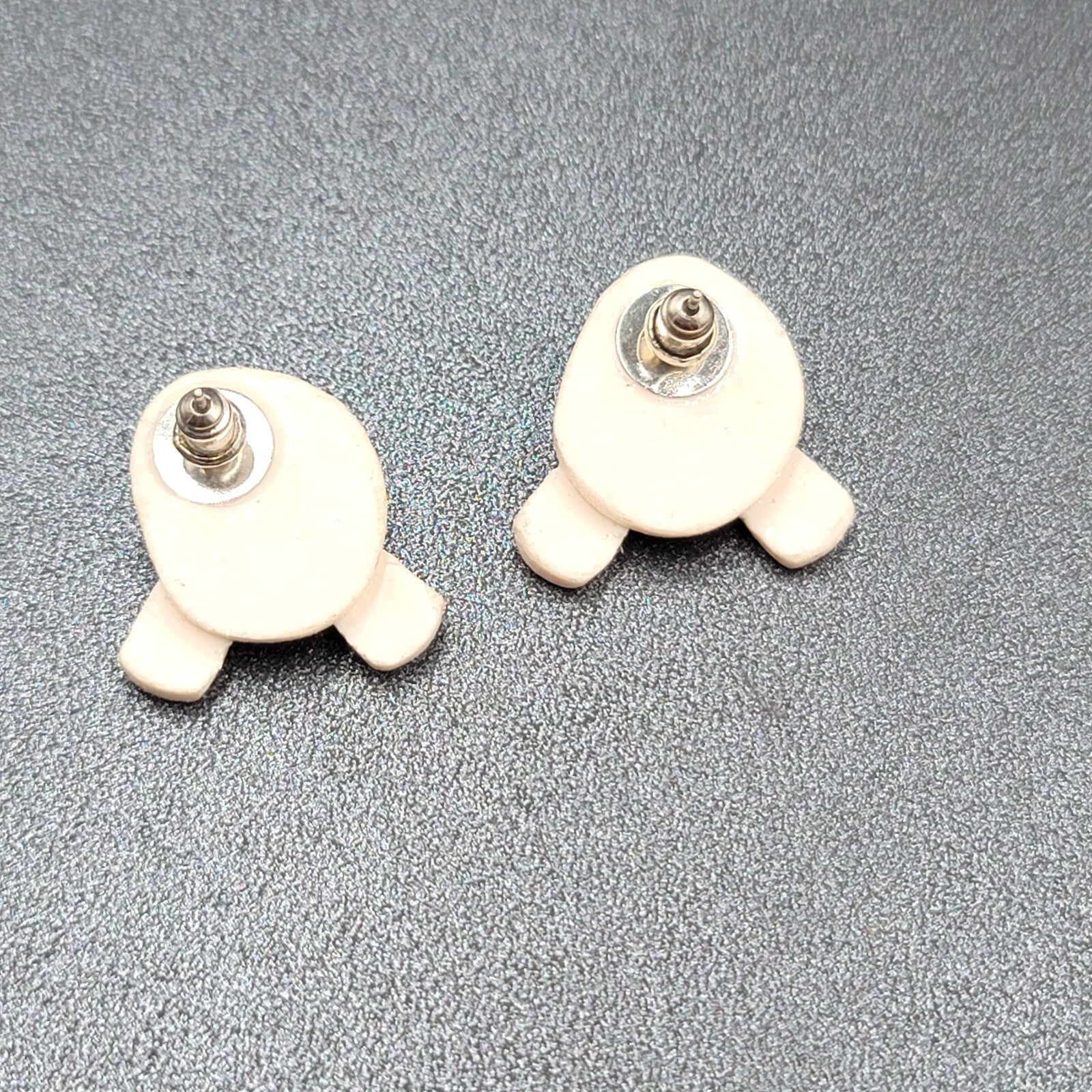 Vintage Pierced Earrings White Bunny Tail Feet Easter Novelty Earrings 1"