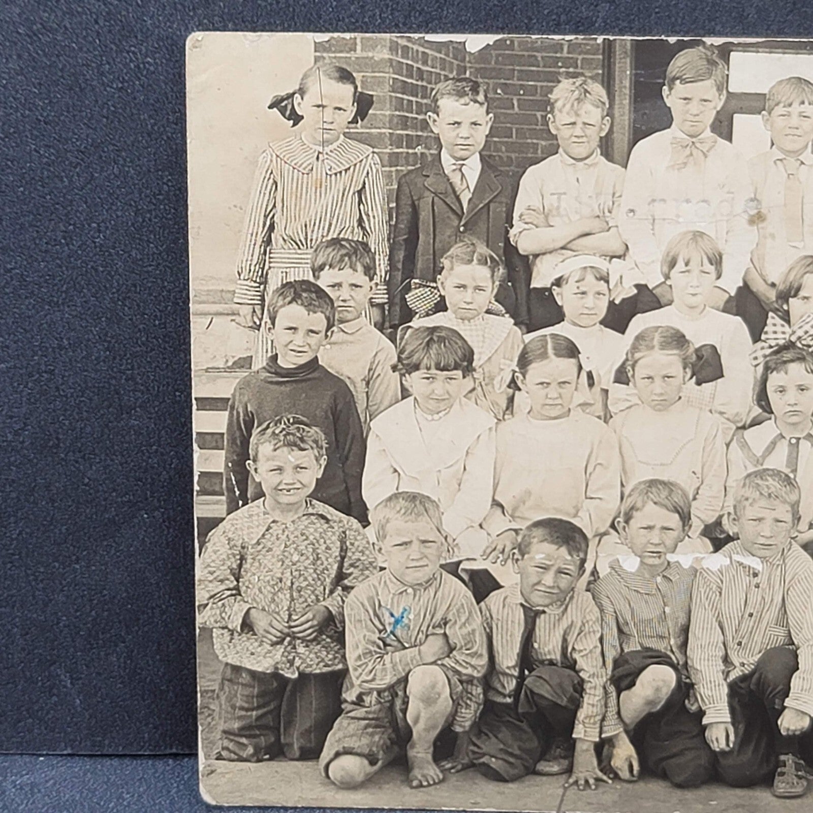 Antique RPPC Photo Postcard Kids Boys Girls School First GradeClass Photo 1911