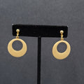 Vintage Pierced Earrings Gold tone Cream Enamel Dangle 1.25"