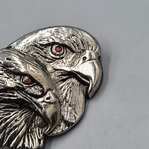Double Eagle Biker Pin Jacket Vest Blunt ends Silver tone 2"