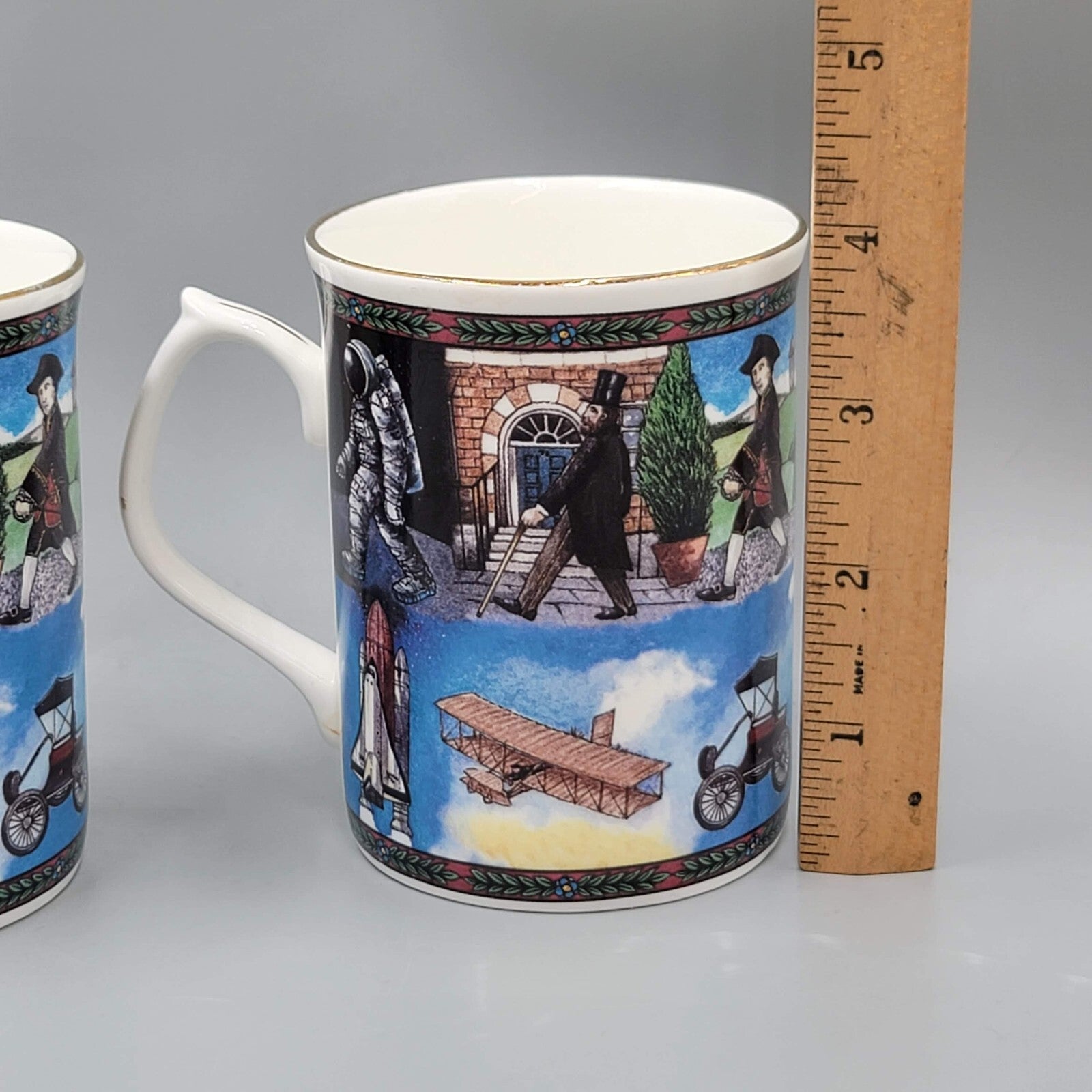 Royal Crown Duchy Transportation Communications Coffee Mug Tea Cup Set of 2