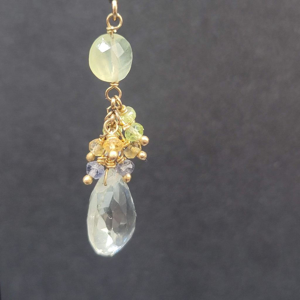 Pierced Earrings Multicolor Crystal Bead Dangle 1.5"
