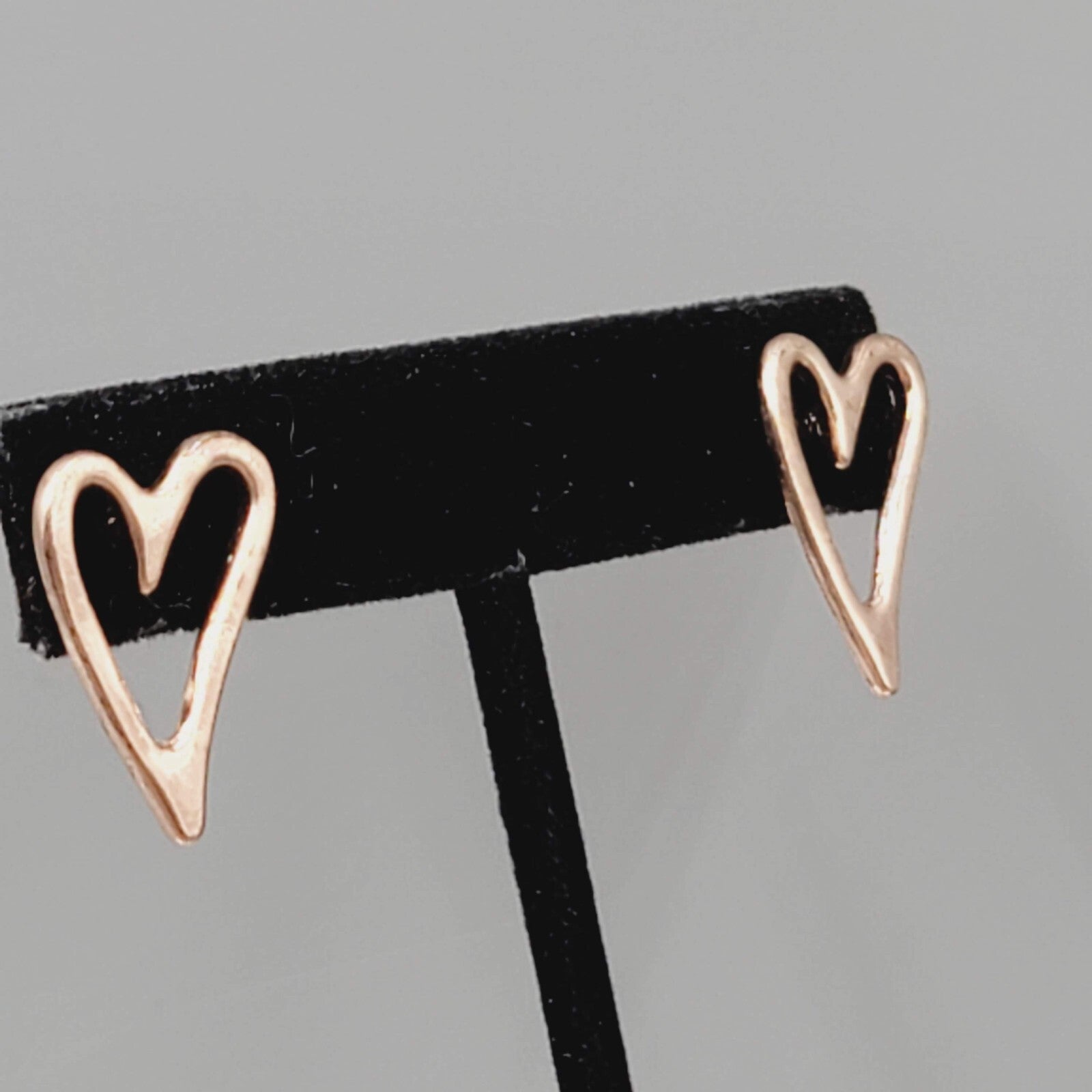 Heart Pierced Earrings Rose Gold tone Drop 7/8"