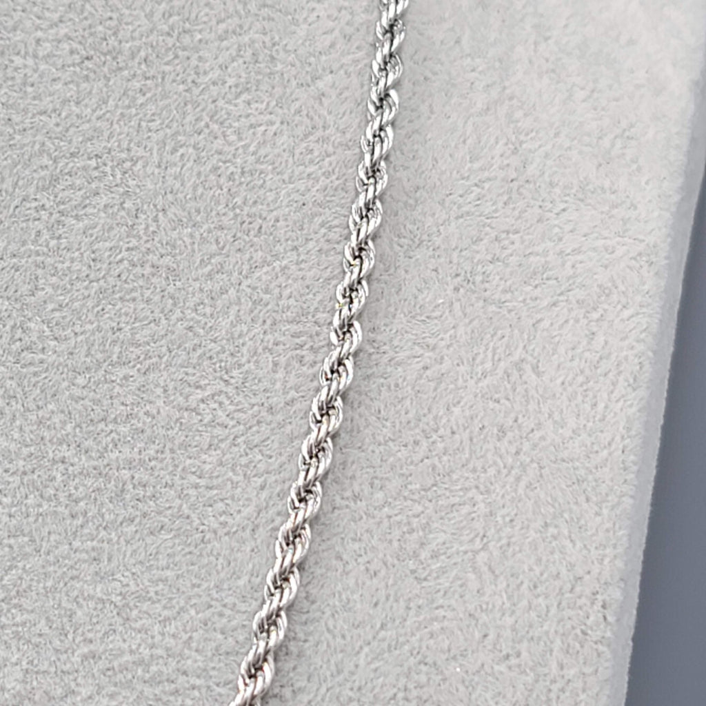 Rope Chain Necklace Silver tone 22 in 3.8mm wide