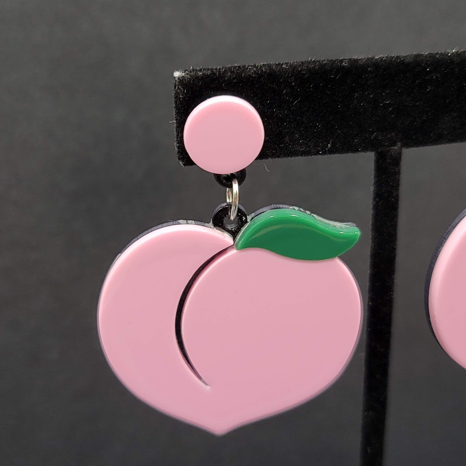 Pierced Earrings Pink Peach Large Statement Acrylic Dangle 2"