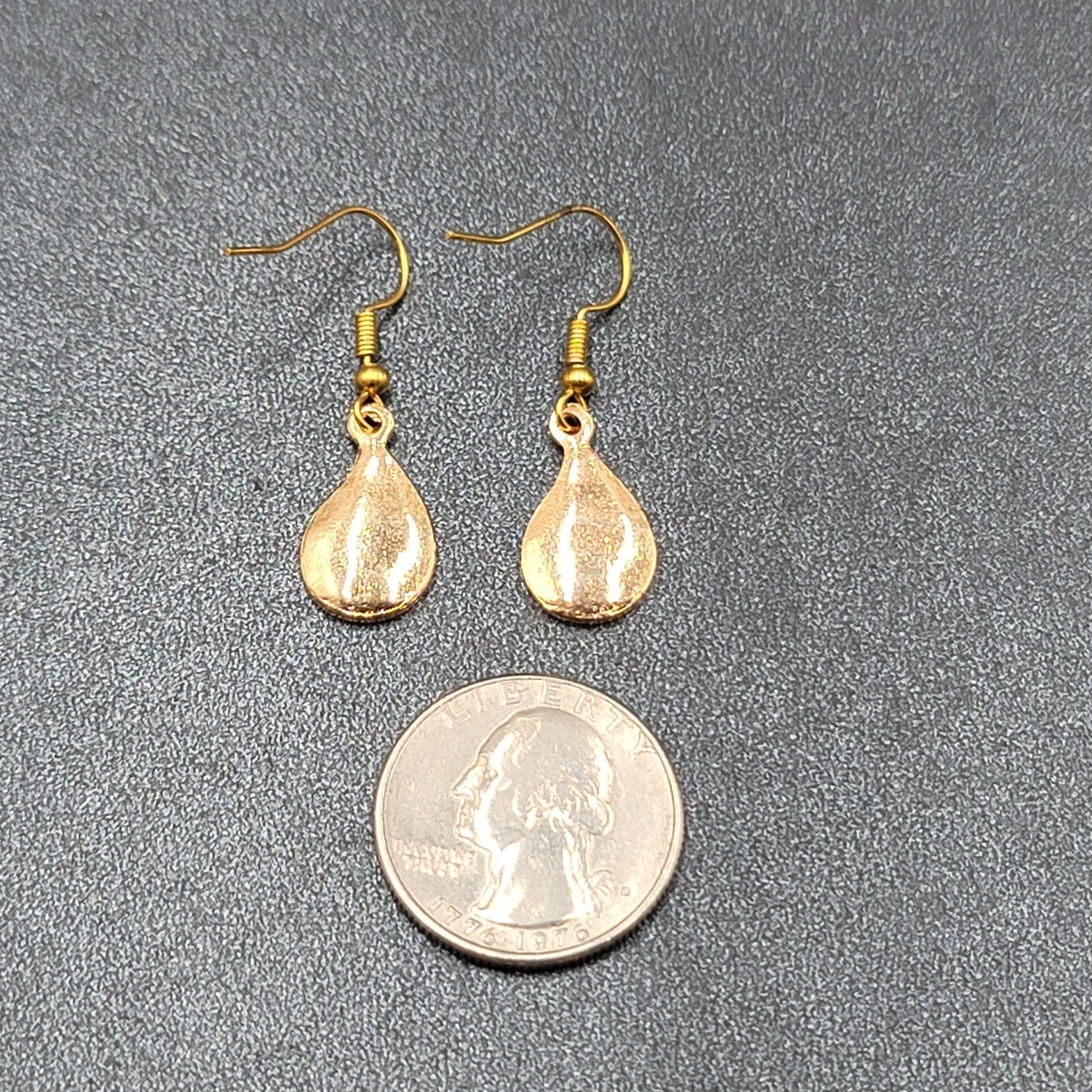 New Evil Eye Pierced Earrings Gold tone Blue Enamel Teardrop Dangle 3/4"