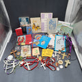 Vintage Religious Booklets Large Lot Rosaries Medals Bracelets etc