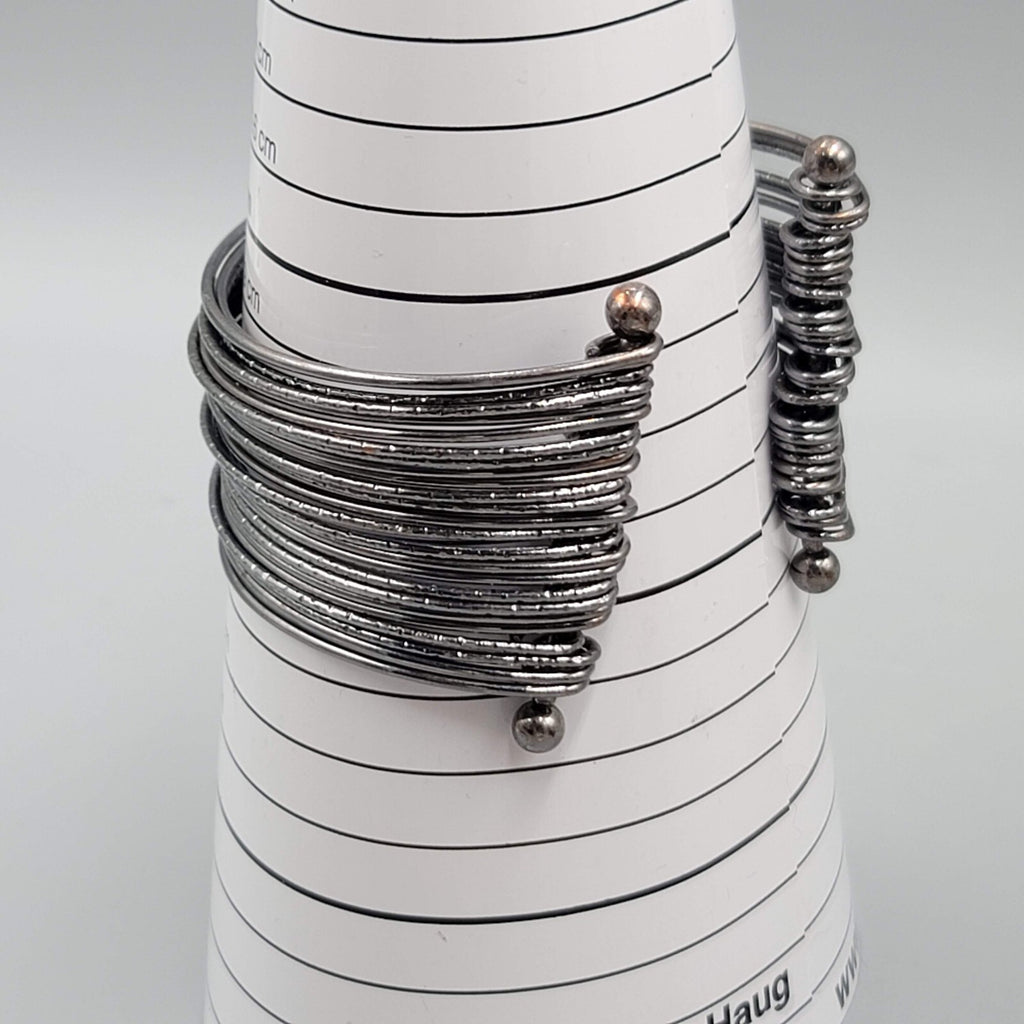Gun Metal Gray Bracelet Wire Cuff Statement 