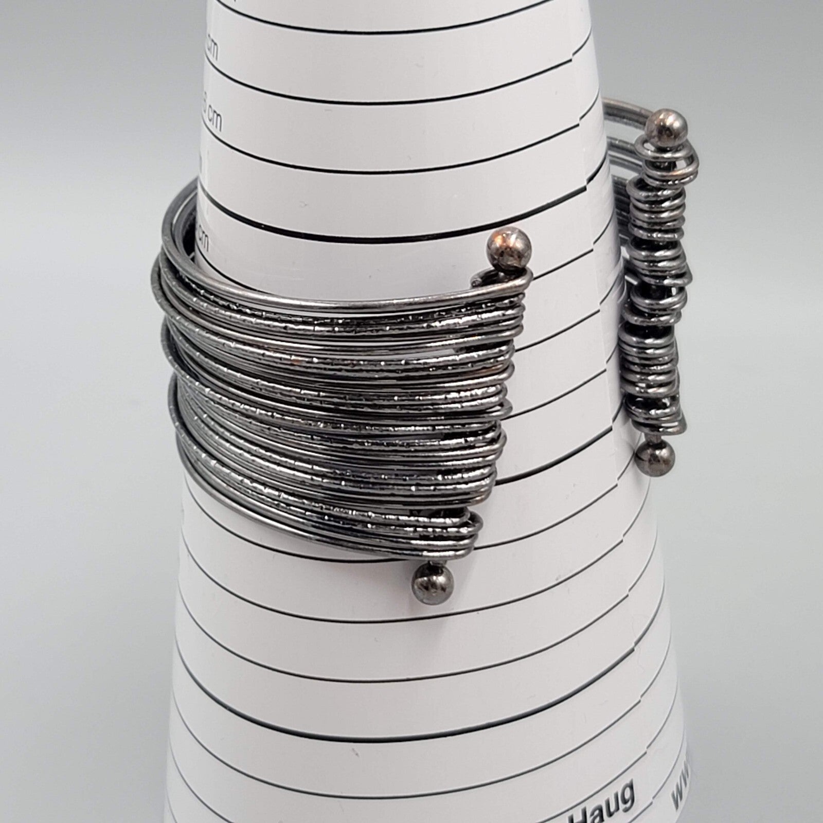 Gun Metal Gray Bracelet Wire Cuff Statement 