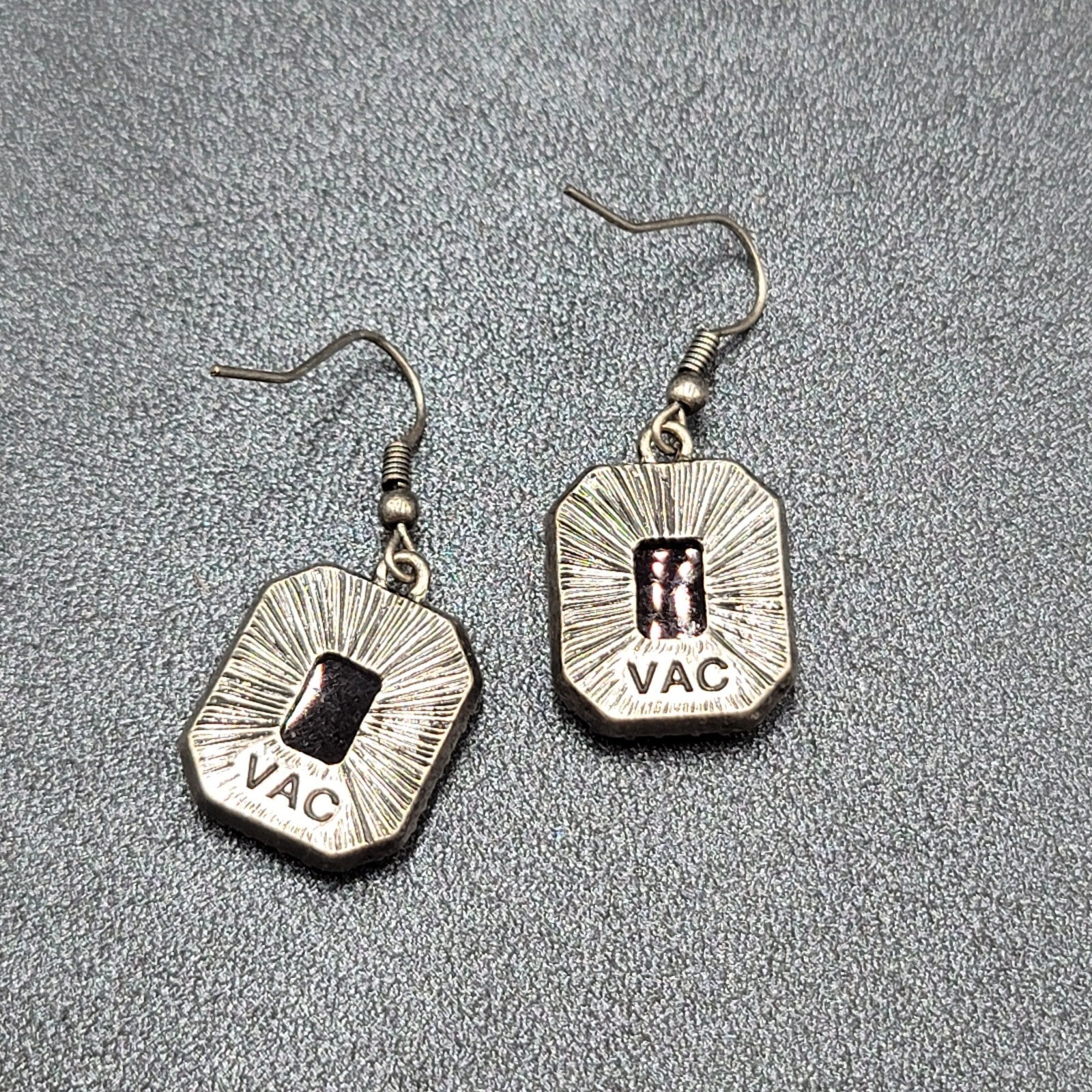 Pierced Earrings Silver tone Rhinestone Gray Faceted Dangle 3/4"