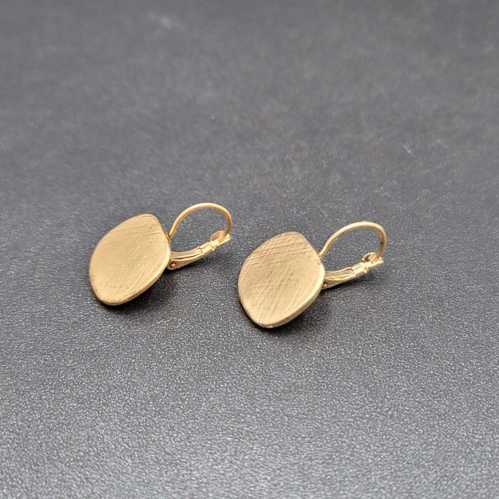 Pierced Earrings Gold tone Cross Hatch Dangle 5/8"