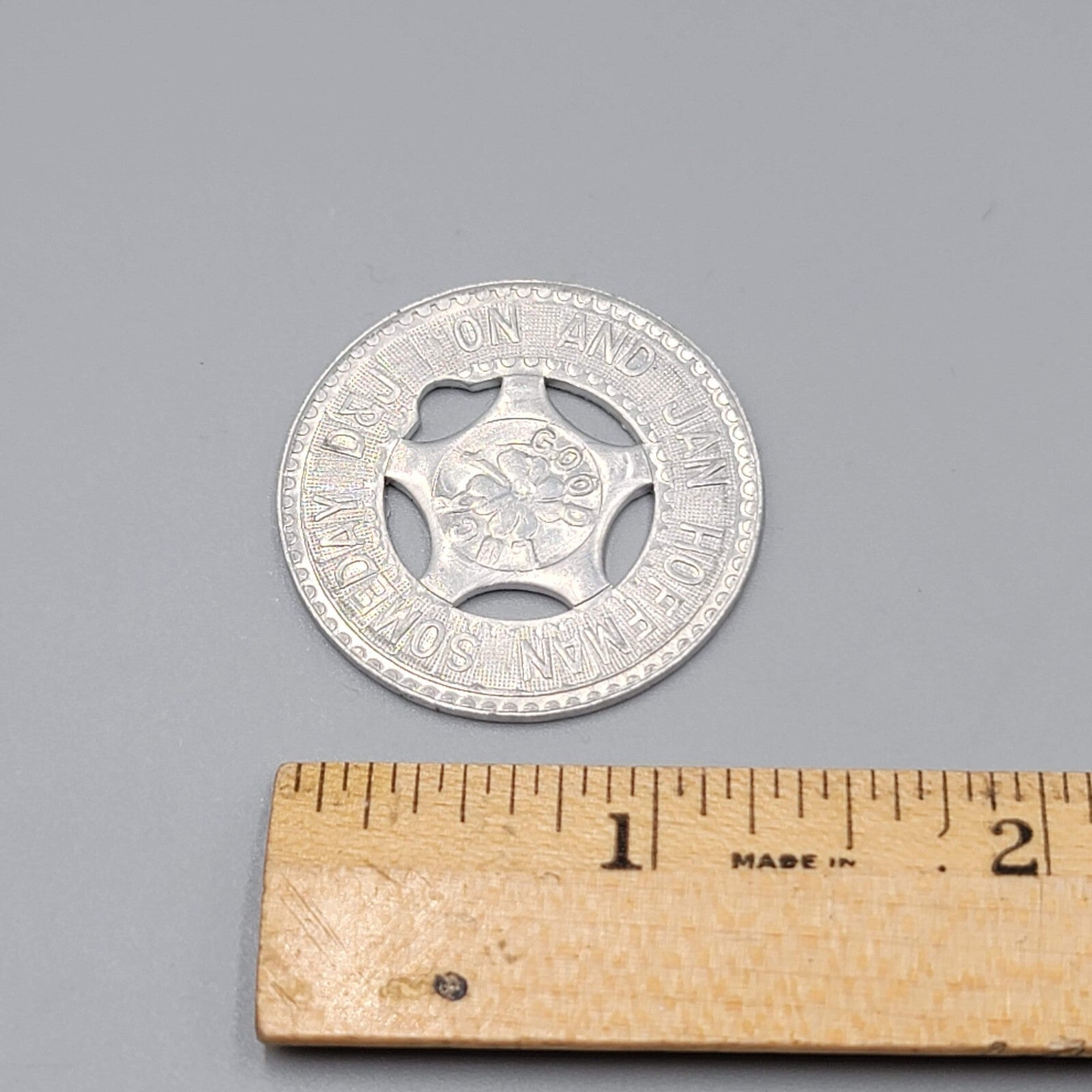 Vintage Aluminum Good Luck Token Coin Jan Hoffman 1.25"