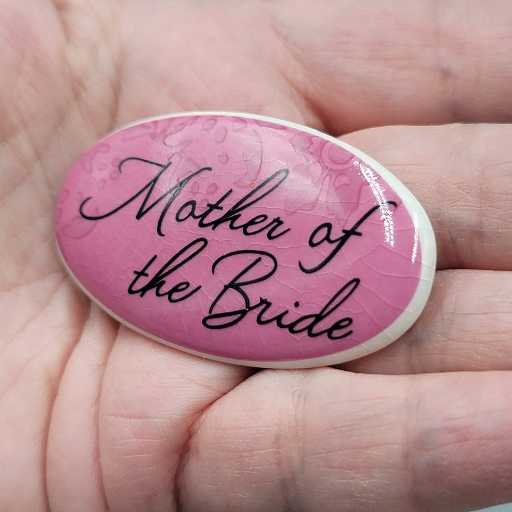 Vintage Ceramic Mother of the Bride Pink Brooch 2.25" Wedding