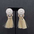 Large Statement Pierced Earrings White Acrylic Tassel Dangle 3.5"