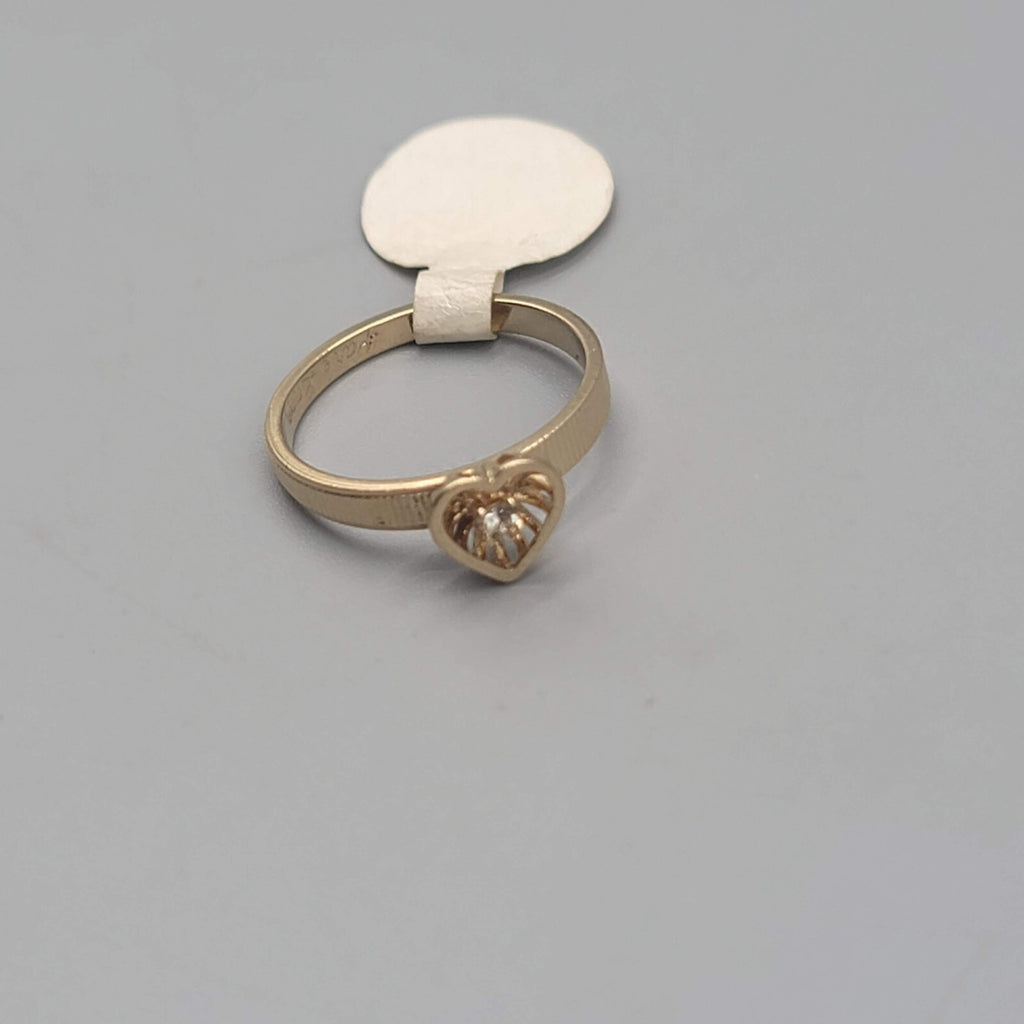 Vintage Park Lane Dainty Heart Ring Gold tone Cubic Zirconia CZ NOS
