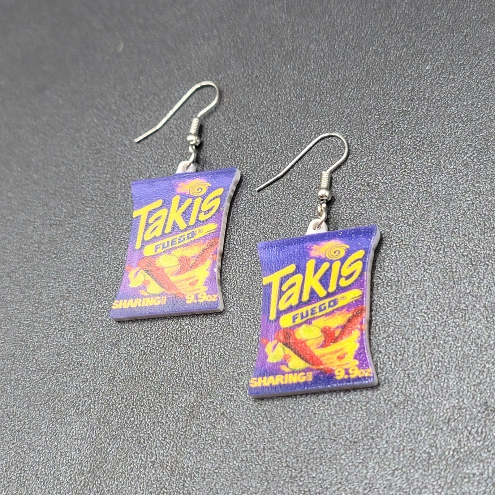 Pierced Earrings TAKIS Fuego Snacks Bag Fun Novelty 1 3/8"