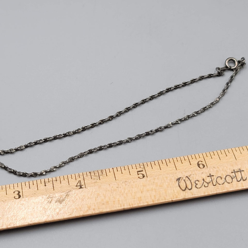 Rhinestone Necklace Silver tone Minimalist Dainty 18"