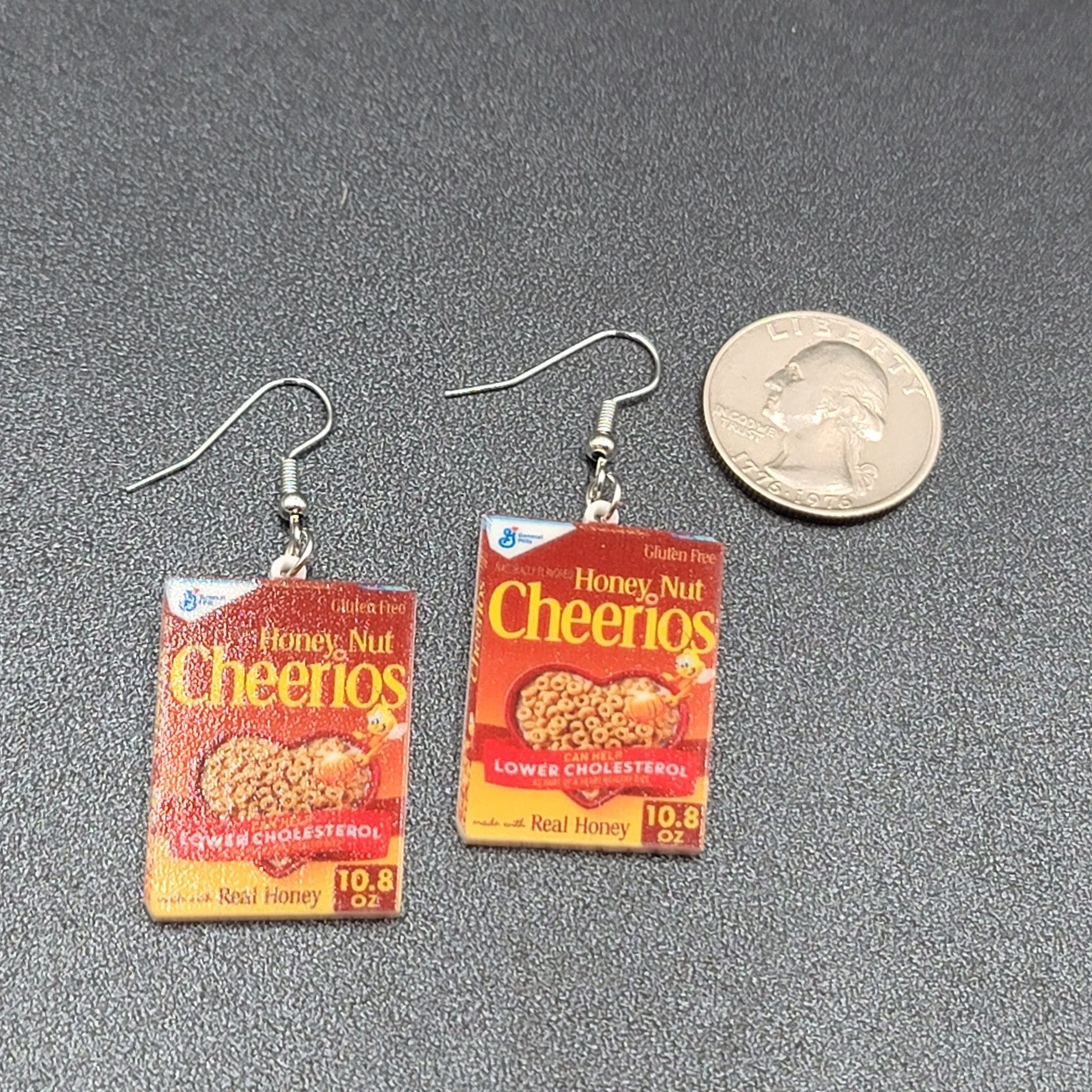 Honey Nut Cheerios Pierced Earrings Fun Breakfast Food Novelty 1.25"