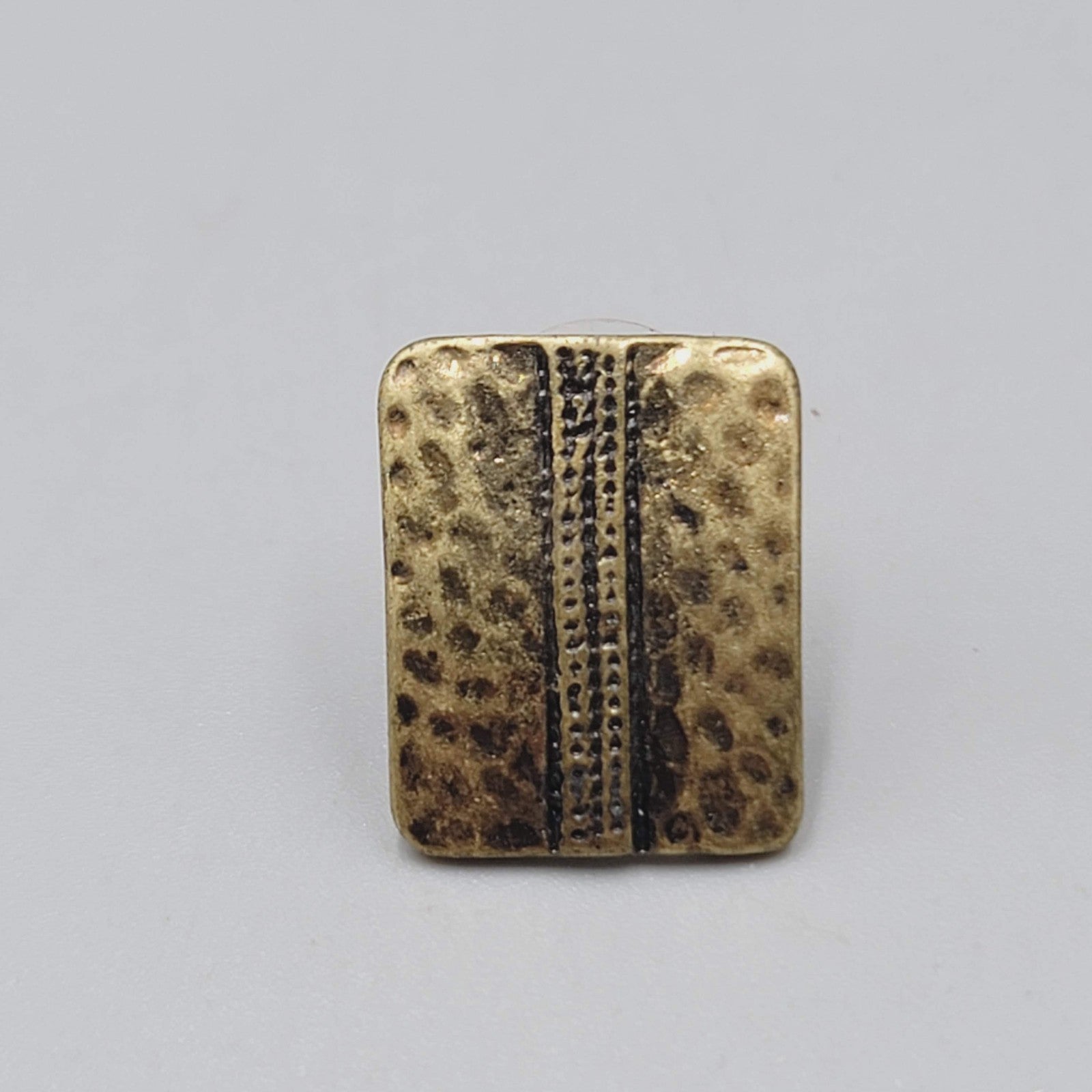 Bronze tone Hammered Metal Drop Pierced Earrings Rectangle 3/4"