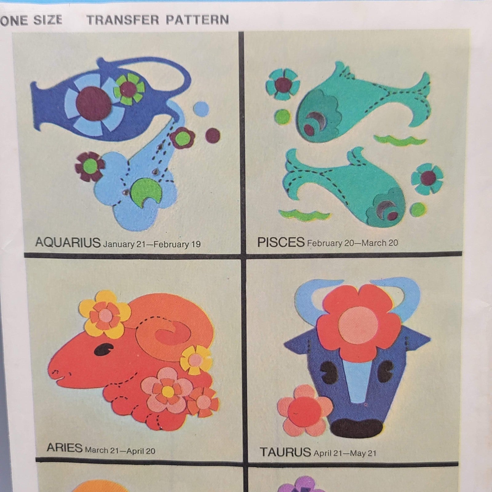 Vintage Simplicity Sewing Pattern Appliques Zodiac Signs 8431 Sew Transfer