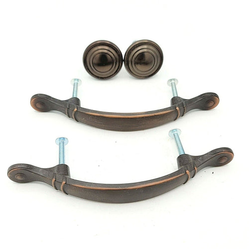 Dresser Pull Drawer Cabinet Door Handle Drop Knobs Bronze tone 3 in Lot of 4