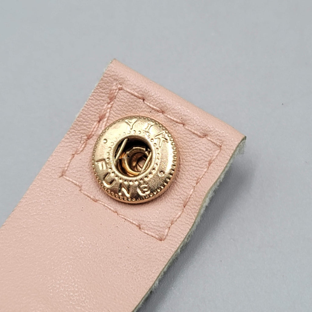 Yik Fung Pink Leather Cuff Bracelet Snap Closure  7 in