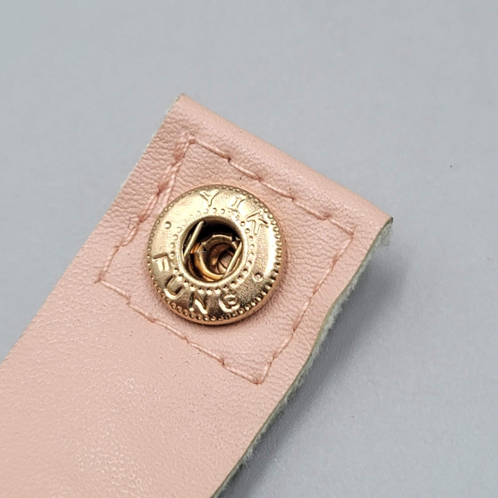Yik Fung Pink Leather Cuff Bracelet Snap Closure  7 in